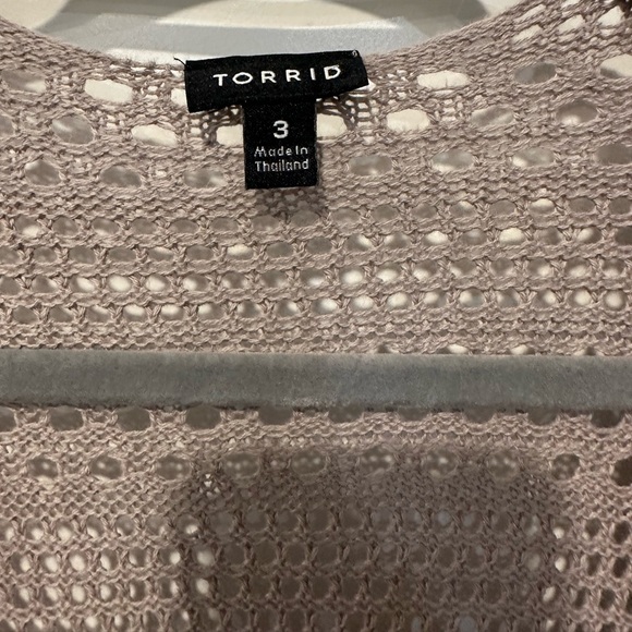 Torrid Taupe Pointelle open weave Duster Cardigan sweater 2X - Picture 6 of 10